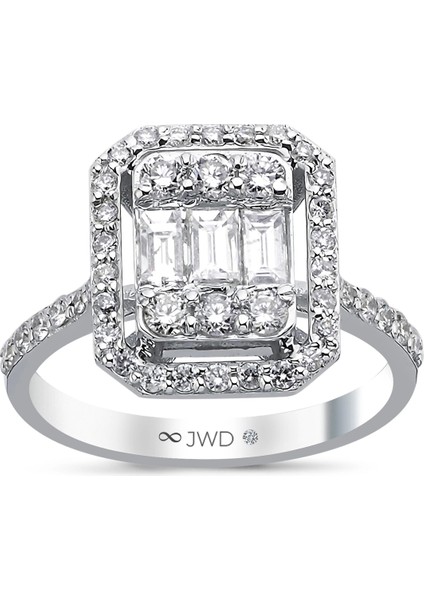1.05 Ct F-G Si 4.28 gr 14 K Jwd Baget Yüzük