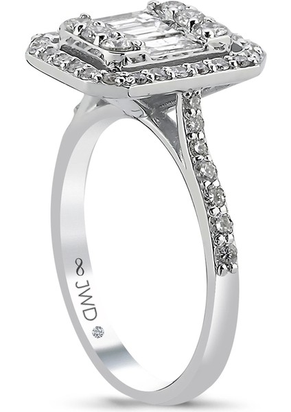 1.05 Ct F-G Si 4.28 gr 14 K Jwd Baget Yüzük