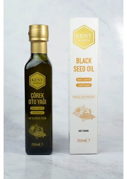 Kent Bahçesi Çörek Otu Yağı Soğuk Sıkım 250 ml Analizli %100 Saf Doğal ve Katkısız ÇörekOtu Yağı Black Cumin Seed Oil (Yumuşak Içim) Cold Press Nigella Sativa