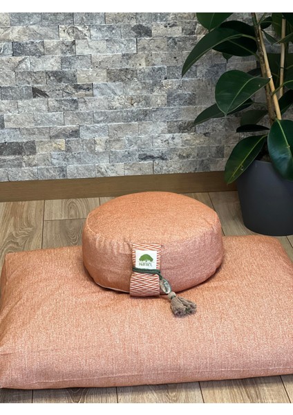 Yoga Meditasyon Turuncu Set, Zafu Karabuğday Kabuğu Dolgulu, Zabuton Organik Pamuk Dolgulu modelleri