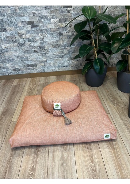 Yoga Meditasyon Turuncu Set, Zafu Karabuğday Kabuğu Dolgulu, Zabuton Organik Pamuk Dolgulu fırsatları