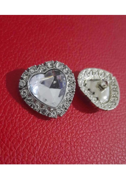 Kalp Taslı Metal Düğme 2,5 cm 2 Adet
