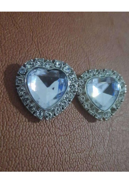 Kalp Taslı Metal Düğme 2,5 cm 2 Adet modelleri