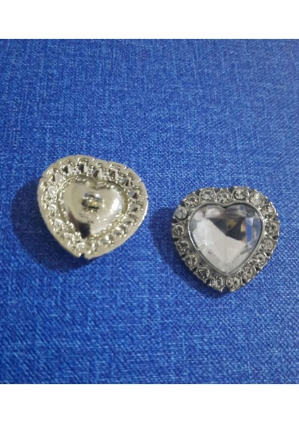 Kalp Taslı Metal Düğme 2,5 cm 2 Adet indirimleri