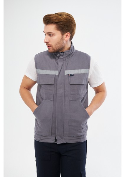 Yelek 7/7 Gabardin %100 Pamuk Kapitoneli Reflektörlü