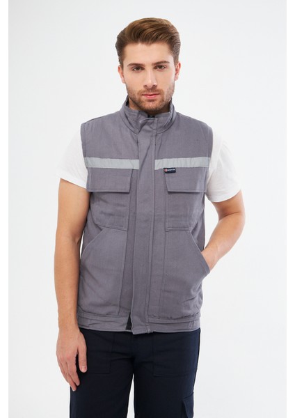 Yelek 7/7 Gabardin %100 Pamuk Kapitoneli Reflektörlü