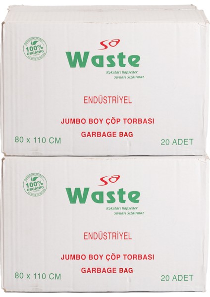 Sa Waste Jumbo Boy Çöp Poşeti 80*110 cm 20'li 2 Koli 400 Adet