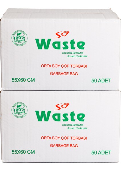 Sa Waste Orta Boy Çöp Poşeti 55*60 cm 50'li 2 Koli 1500 Adet