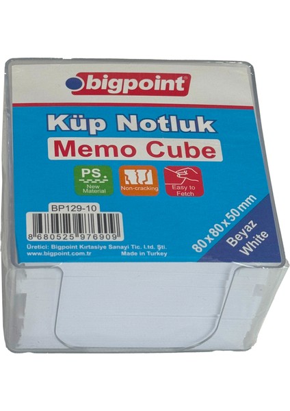 Akrilik Küp Notluk Beyaz 8X8CM - 6 Adet