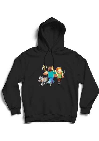 Minecraft, With Dog, Oyun Game Kapüşonlu Sweatshirt Hoodie