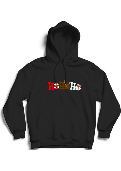 Ho Ho Ho, Noel, Deer, Christmas, Yeni Yıl, Yılbaşı Kapüşonlu Sweatshirt Hoodie