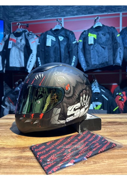 Rapıd 2 Clawn Mat Siyah-Gri-Kırmızı Kask Rapid 2 Clawn Mat Siyah Gri Kırmızı Kask Gold Vizör - MT14