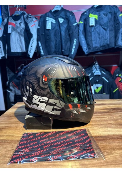 Rapıd 2 Clawn Mat Siyah-Gri-Kırmızı Kask Rapid 2 Clawn Mat Siyah Gri Kırmızı Kask Gold Vizör - MT14