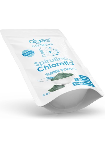 Spirulina & Chlorella Toz Katkısız 50 gr