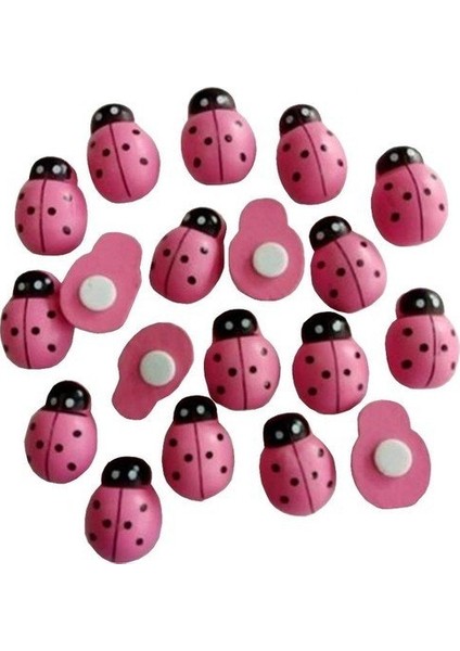 Pembe Uğur Böceği Yapışkanlı 100 Adet