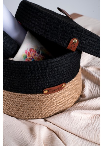 Kapaklı Yuvarlak Hasır Sepet Organizer Çok Amaçlı Düzenleyici modelleri