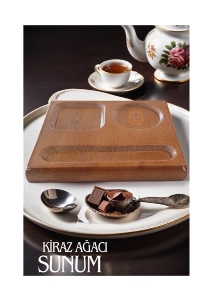 6 Adet Ahşap Çay Kahve Sunum Tepsi Jutila Design