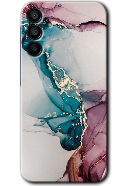 Samsung Galaxy A15 Kılıf Hd Desen Baskılı Kılıf + Kırılmaz Cam - Liquid Mermer