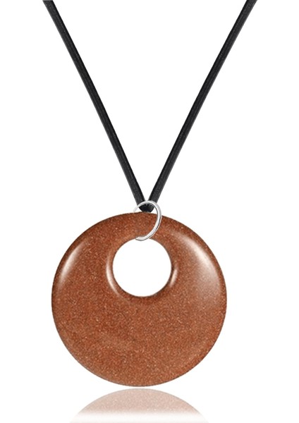 Deri Ipli Doğal Kahverengi Yıldız Taşı Kolye