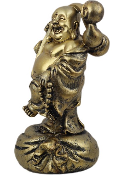 Lüks Motifli Işlemeli Gold Buda Biblo Heykel Vitrin Masa Süsü Ofis Ev & Yılbaşı Hediyesi 20 Cm. B modelleri