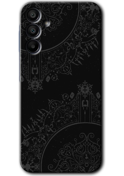 Samsung Galaxy A15 Kılıf Hd Desen Baskılı Kılıf + Kırılmaz Cam - Siyah Mandala