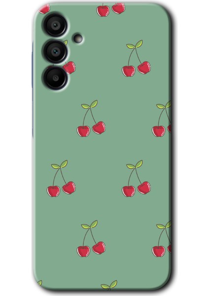 Samsung Galaxy A15 Kılıf Hd Desen Baskılı Kılıf + Kırılmaz Cam - Kiraz Berry