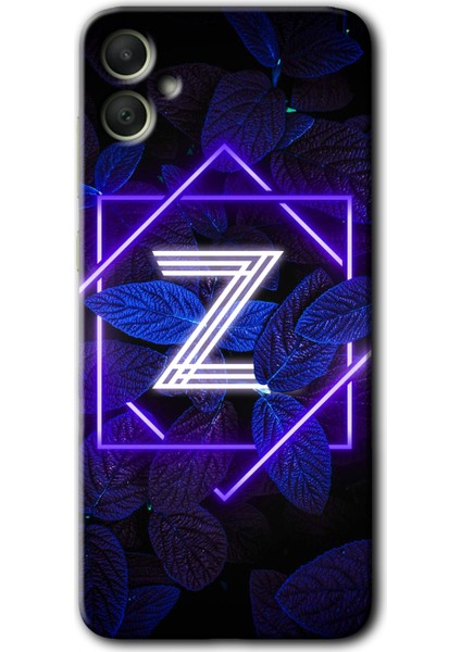 Samsung Galaxy A05 Kılıf Hd Desen Baskılı Kılıf - Dark Neon Yaprak Z Harfi