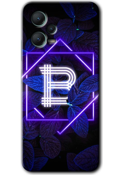 Xiaomi Redmi Note 12 Pro 5g Kılıf Hd Desen Baskılı Kılıf - Dark Neon Yaprak B Harfi