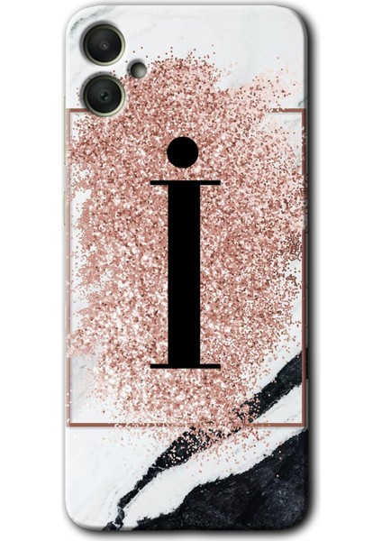 Samsung Galaxy A05 Kılıf Hd Desen Baskılı Kılıf - Pembe Mermer Desenli I Harfi