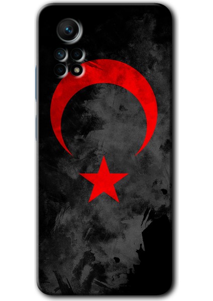 Xiaomi Redmi Note 12 Pro 4g Kılıf Hd Desen Baskılı Kılıf + Kırılmaz Cam - Black Ayyıldız