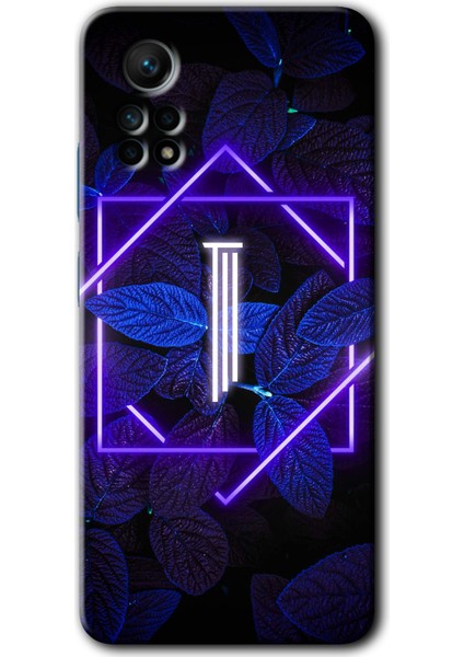 Xiaomi Redmi Note 12 Pro 4g Kılıf Hd Desen Baskılı Kılıf - Dark Neon Yaprak I Harfi
