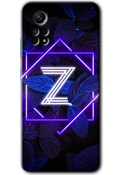 Xiaomi Redmi Note 12 Pro 4g Kılıf Hd Desen Baskılı Kılıf - Dark Neon Yaprak Z Harfi