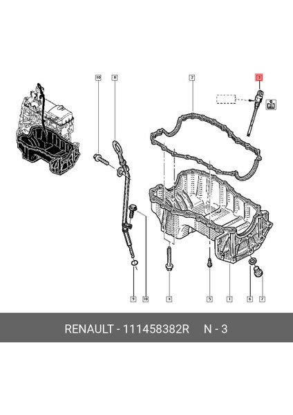 Laguna 3 Trafic 3 Yağ Sonda Müşürü (2.0 Dci M9R) 111458382R fiyatları