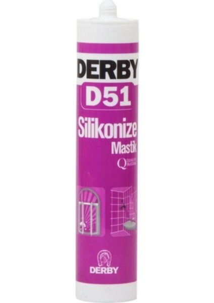 4 Adet Derby D51 Silikonize Mastik Beyaz 500 Gram