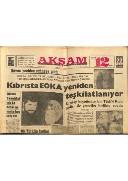 Akşam Gazetesi 22 Ocak 1964 - Yıldız Kenter Ağaçlar Ayakta Ölür De Oynuyor GZ87693 fiyatları