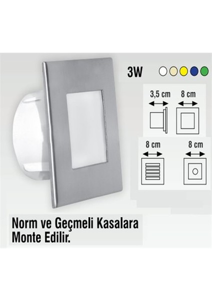 3W Koridor Ayak Radar Sensörlü Led Geçmeli Spot Aydınlatma 1 Adet indirimleri