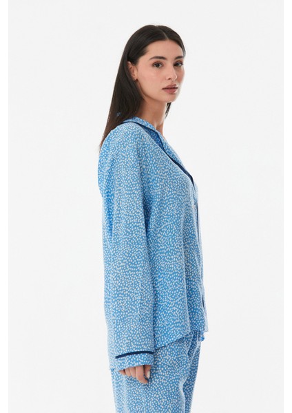 Puantiyeli Düğmeli Pijama Takımı