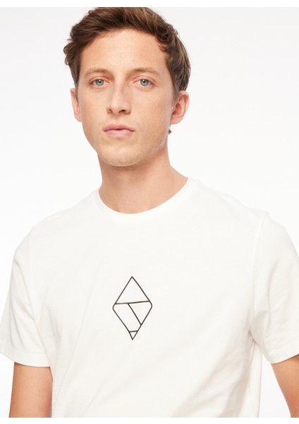 Kırık Beyaz Erkek Bisiklet Yaka T-Shirt F3WM-TST-F24 fiyatları