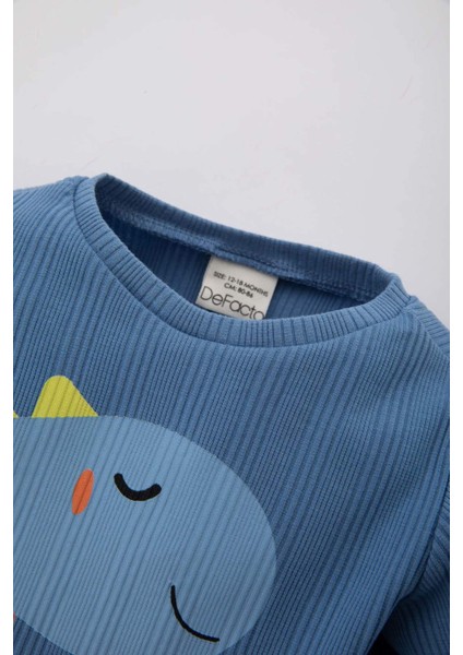 Erkek Bebek Dinazor Baskılı Uzun Kollu Fitilli Kaşkorse Pijama Takımı C0731A524SP modelleri