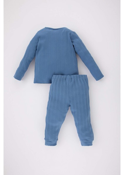 Erkek Bebek Dinazor Baskılı Uzun Kollu Fitilli Kaşkorse Pijama Takımı C0731A524SP indirimleri