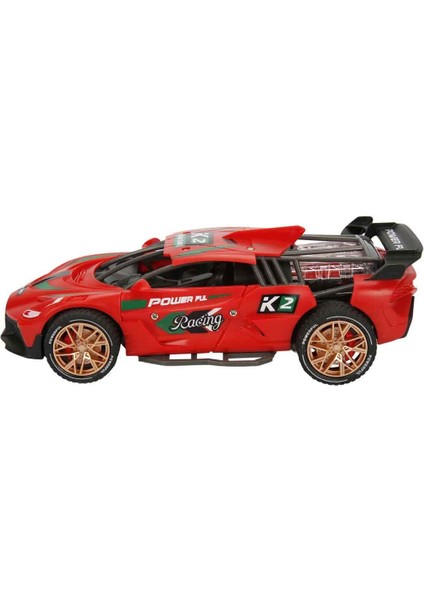 Sesli ve Işıklı Powerful Racing Sürtmeli Araba - Kırmızı
