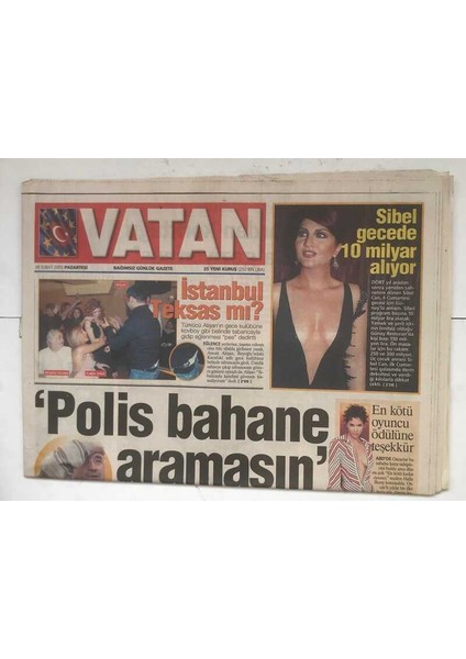 Vatan Gazetesi 28 Şubat 2005 - Sibel Can Gecede 10 Milyar Alıyor GZ8434