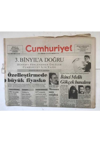 Cumhuriyet Gazetesi 14 Haziran 1994 - Ikinci Melih Gökçek Bunalımı GZ7783