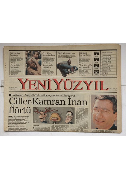 Yeni Yüzyıl Gazetesi 29 Aralık 1994 - Abd Ile Misket Bombası Krizi GZ7615
