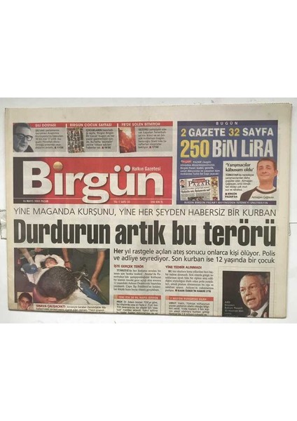 Birgün Gazetesi 16 Mayıs 2004 - Çağın Pir Sultanını Yitireli 2 Yıl Oldu GZ8039
