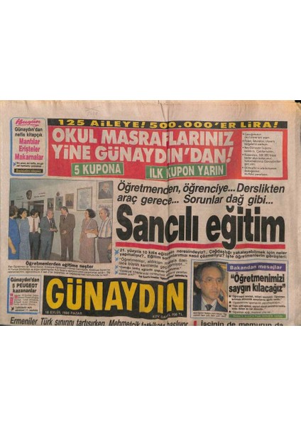 Günaydın Gazetesi 16 Eylül 1990 - Trabzona Darbe GZ81532