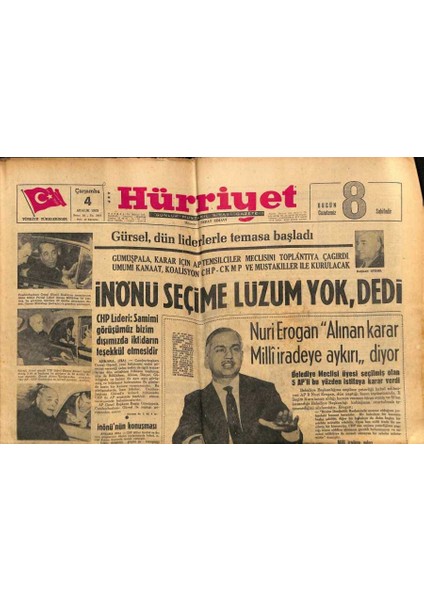 Hürriyet Gazetesi 4 Aralık 1963 - Ruslar , Atom Bombası Atan Peyk Yapmışlar GZ81613