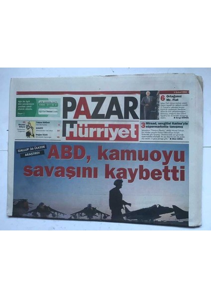 Hürriyet Pazar Gazetesi 2 Şubat 2003 - Abd, Kamuoyu Savaşını Kaybetti GZ8621