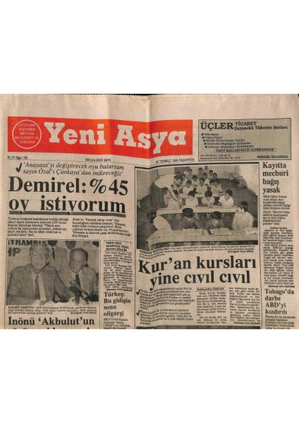 Yeni Asya Gazetesi 30 Temmuz 1990 - Yahudi Basın Kralları Yakından Takip Ediliyor GZ87422