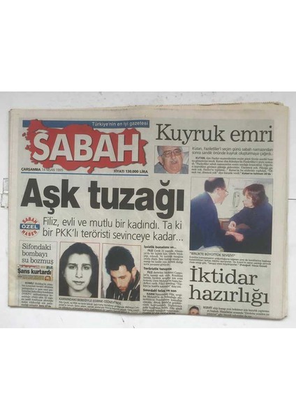 Sabah Gazetesi 14 Nisan 1999 - Dünyayı Sarsan 20 Dakika GZ8470